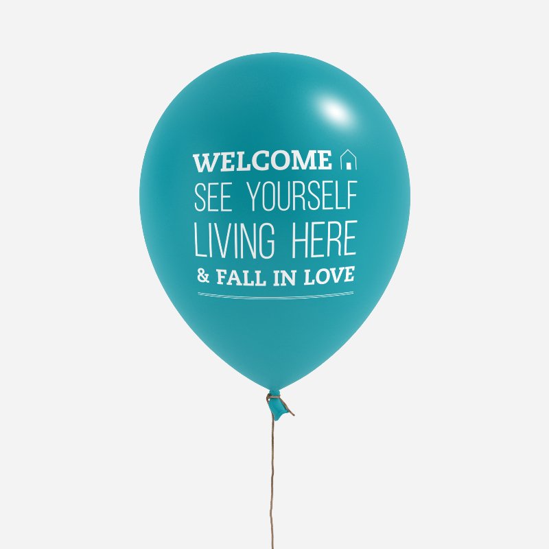 Balloons - Welcome, Fall In Love - Teal - All Things Real Estate