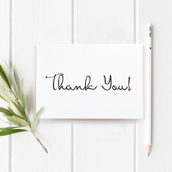 Celebration Cards - Thank You! - Cursive with a heart - All Things Real Estate
