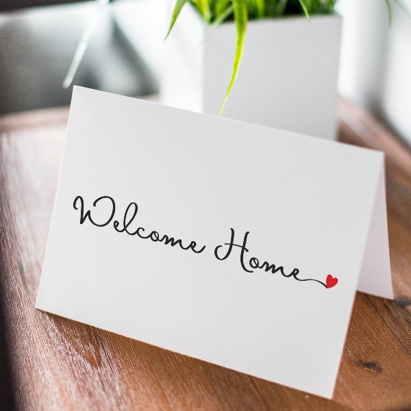 Celebration Cards - Welcome Home - Cursive with a heart - All Things Real Estate