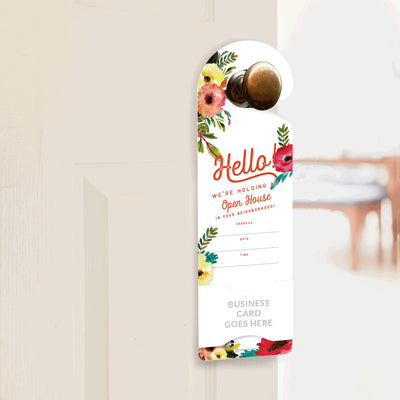 Door Hanger - Open House - Floral - All Things Real Estate