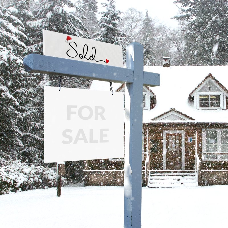 Holiday Sign - Sold Santa Hat- Cursive - All Things Real Estate