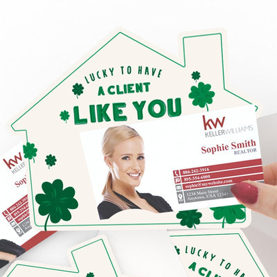 House-Shaped Notecards - St. Patricks - Lucky to have a client like you - All Things Real Estate