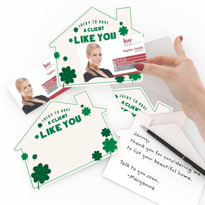 House-Shaped Notecards - St. Patricks - Lucky to have a client like you - All Things Real Estate