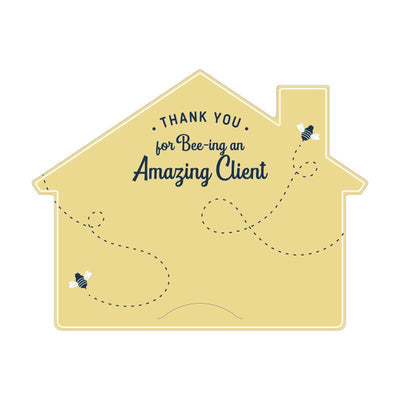 House-Shaped Notecards - Thanks for Bee-ing an amazing client! - All Things Real Estate
