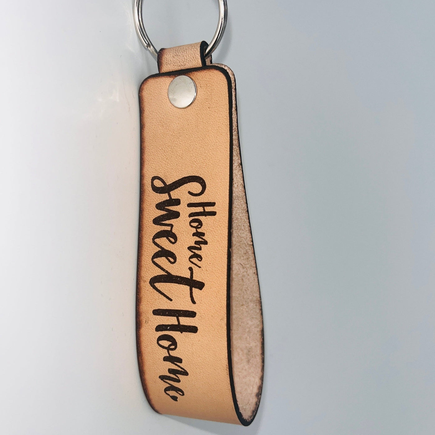 Leather Key Tag - Home Sweet Home - Script - Loop - All Things Real Estate