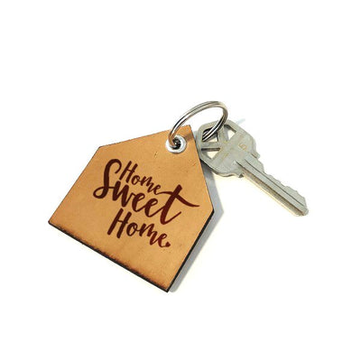Leather Key Tag - "Home Sweet Home" Script No. 1 - All Things Real Estate