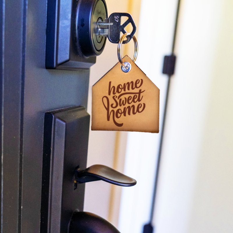 Leather Key Tag - "Home Sweet Home" Script No. 2 - All Things Real Estate