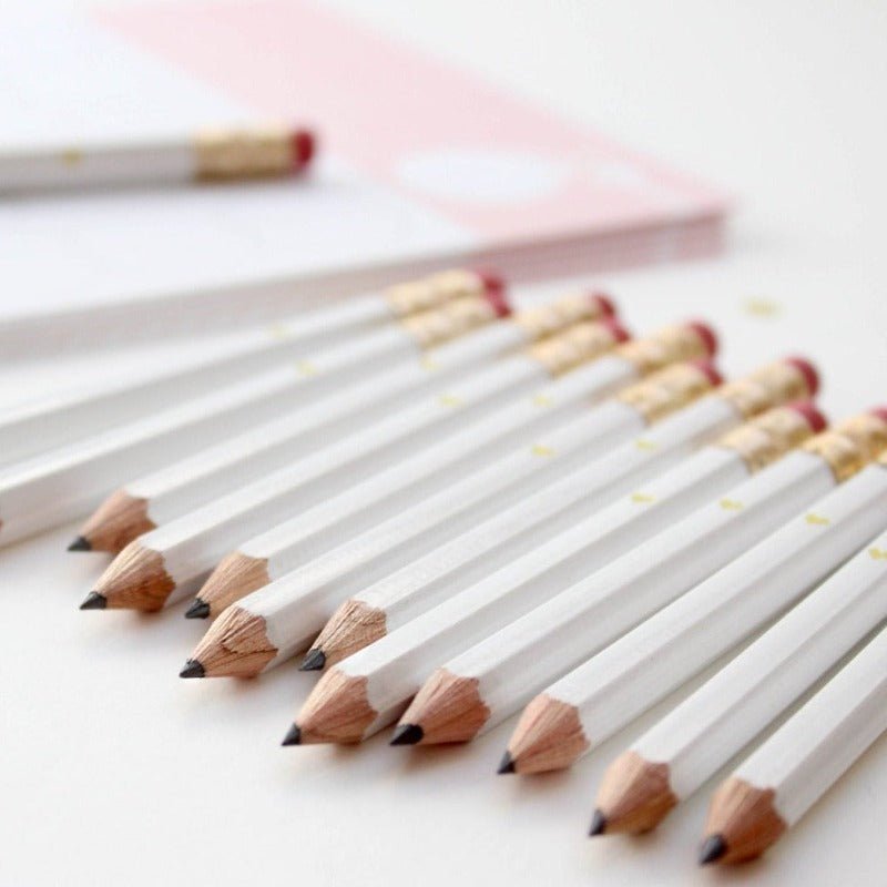 Mini Gold Heart - White Mini Pencils - All Things Real Estate