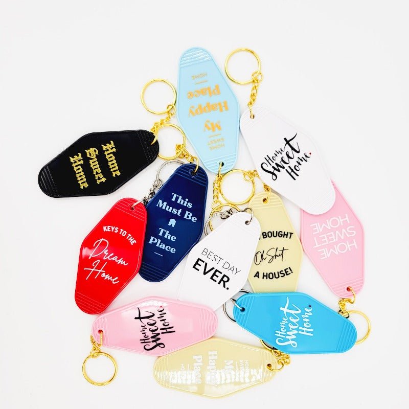 Motel Keychain - Home Sweet Home/Best Day Ever - Pink - All Things Real Estate