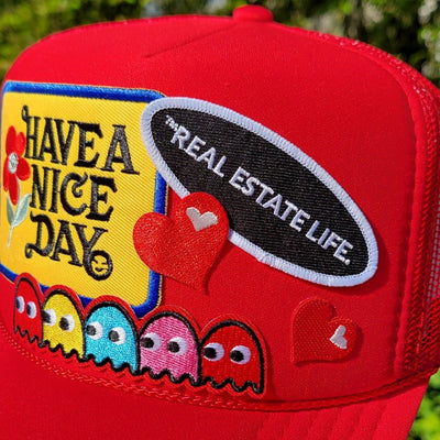 Patch Foam Trucker Hat - Real Estate Life. - Pac Man Ghosts - Have a Nice Day - Hearts - All Things Real Estate