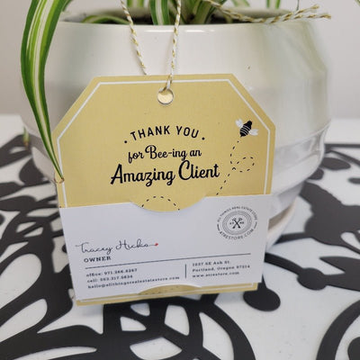 Pop-By Gift Tags -Thanks For Bee-ing An Amazing Client - All Things Real Estate