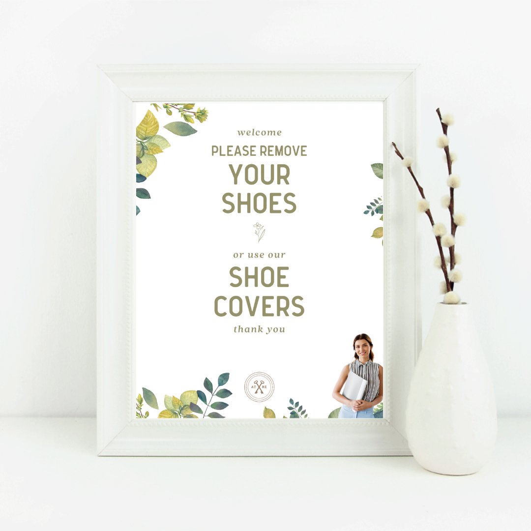 Shoe Sign Botanical - Canva Editable Template - All Things Real Estate