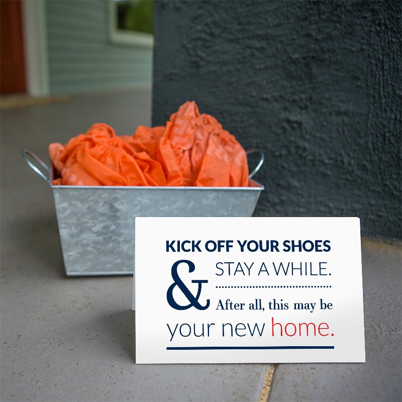 Shoe Sign - White with Navy & Red - All Things Real Estate