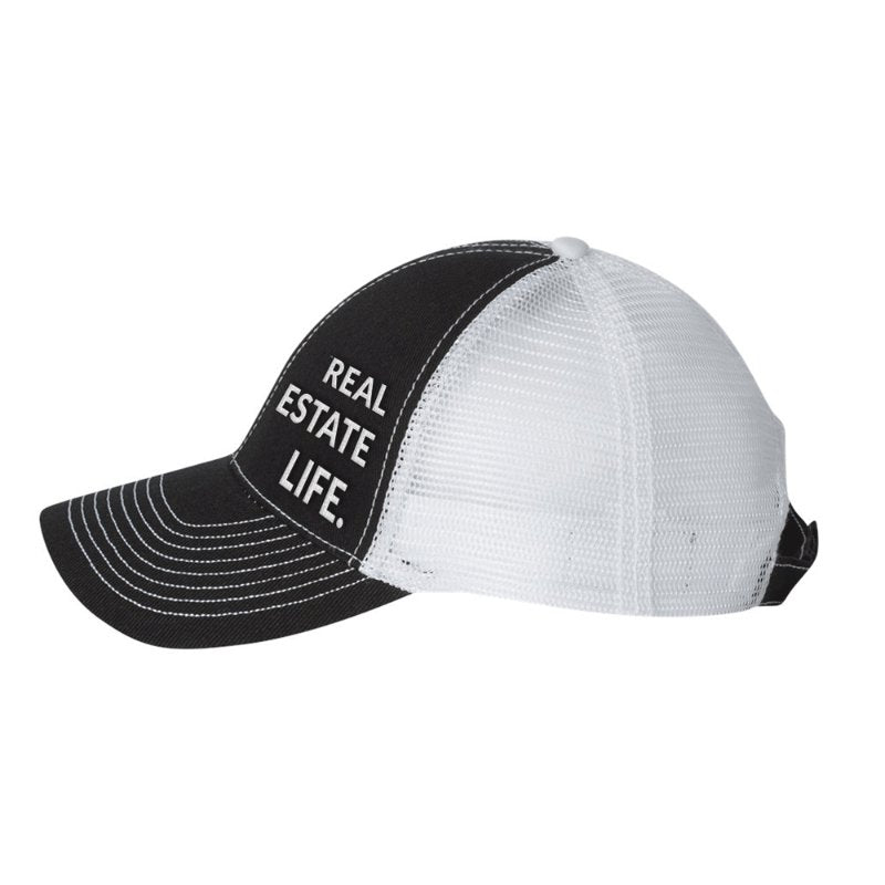 Trucker Hat - Real Estate Life.™ - Black & White - All Things Real Estate
