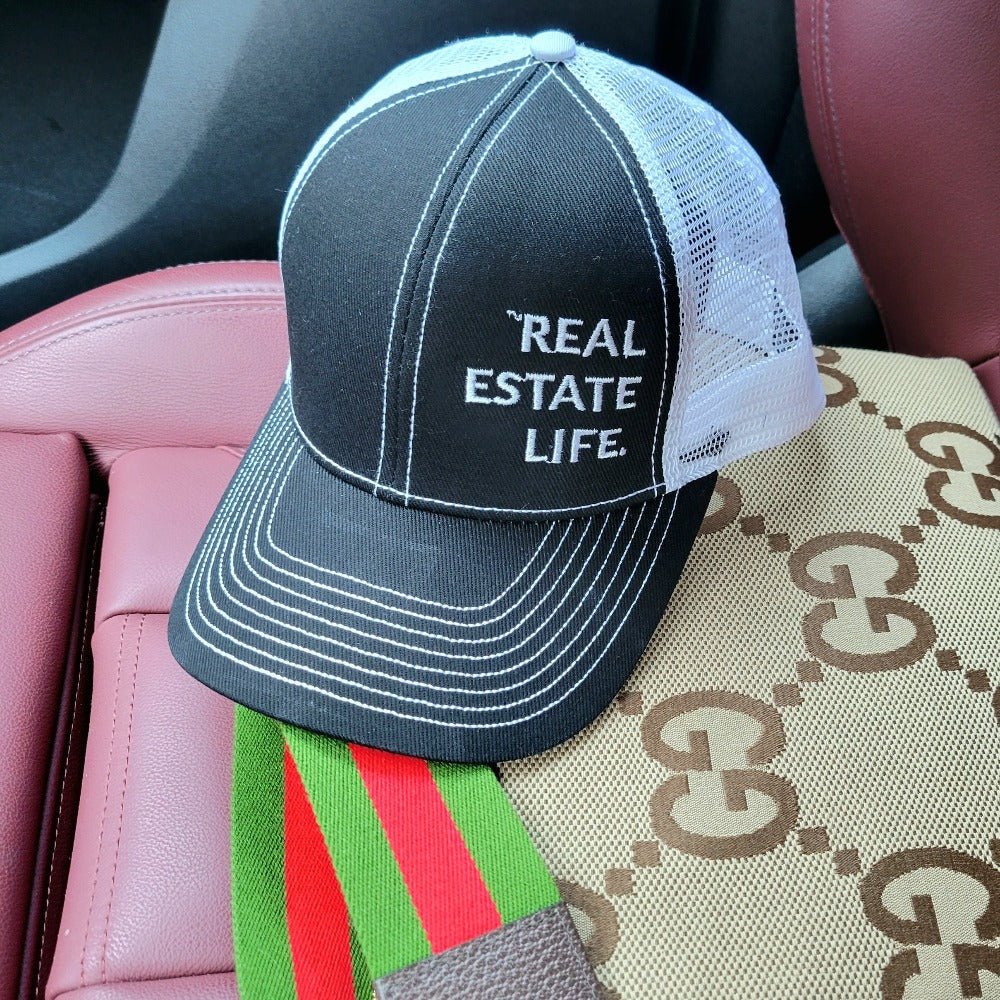 Trucker Hat - Real Estate Life.™ - Black & White - All Things Real Estate