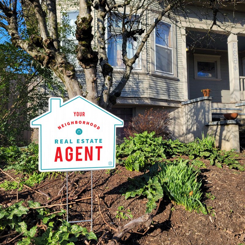 Your Neighborhood Agent - House Shape - Turquoise & Red - All Things Real Estate