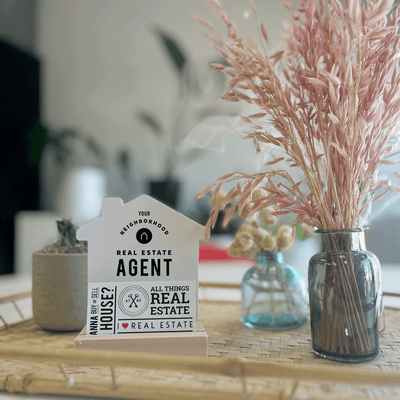 House Shape Agent Sign 4x5 - Neighborhood Agent - Black & White