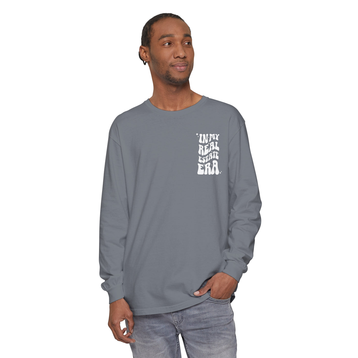 Long Sleeve Unisex Comfort Colors T-Shirt - In My Real Estate Era - White Art
