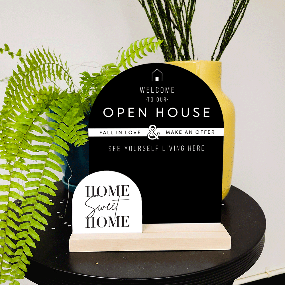Arched Welcome Open House Sign - Minimal