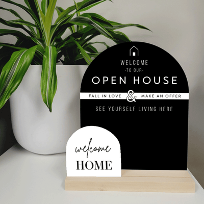 Arched Welcome Open House Sign - Minimal