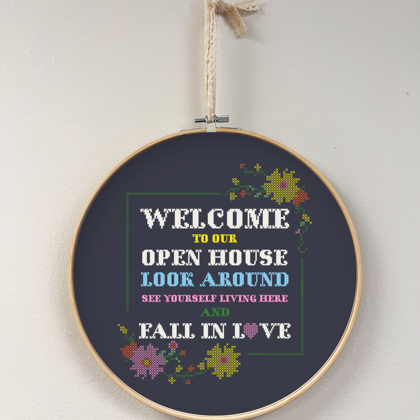 Open House Welcome Sign - Cross Stitch