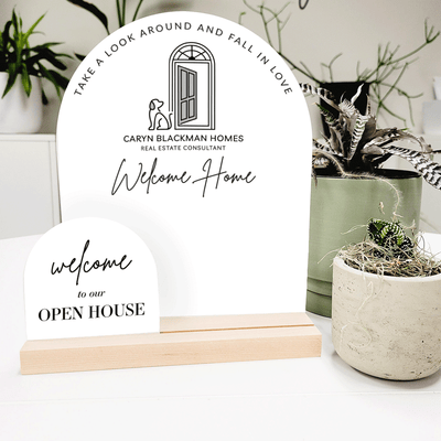 Custom Welcome Sign Set - Arch OR House Shaped