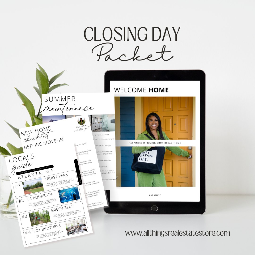 Closing Day Packet - Canva Editable Template - All Things Real Estate