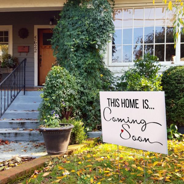 Coming Soon - Cursive Heart - Yard Sign - All Things Real Estate