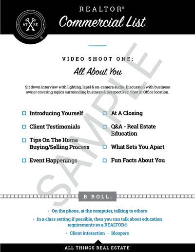 Creating Your Real Estate Agent Commercial Checklist - Instant Download - All Things Real Estate