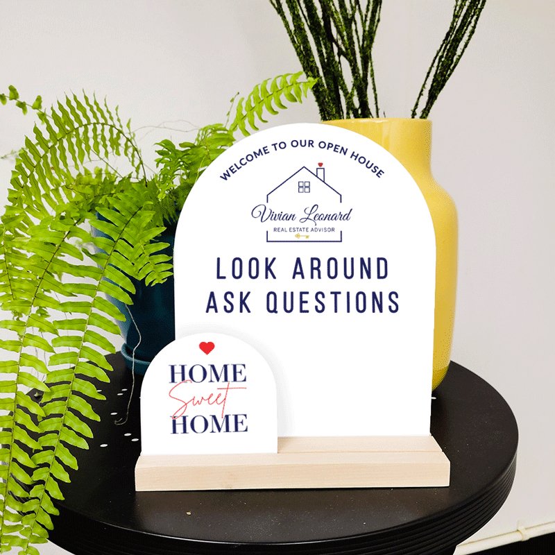 Custom Welcome Sign Set - Arch OR House Shaped - All Things Real Estate