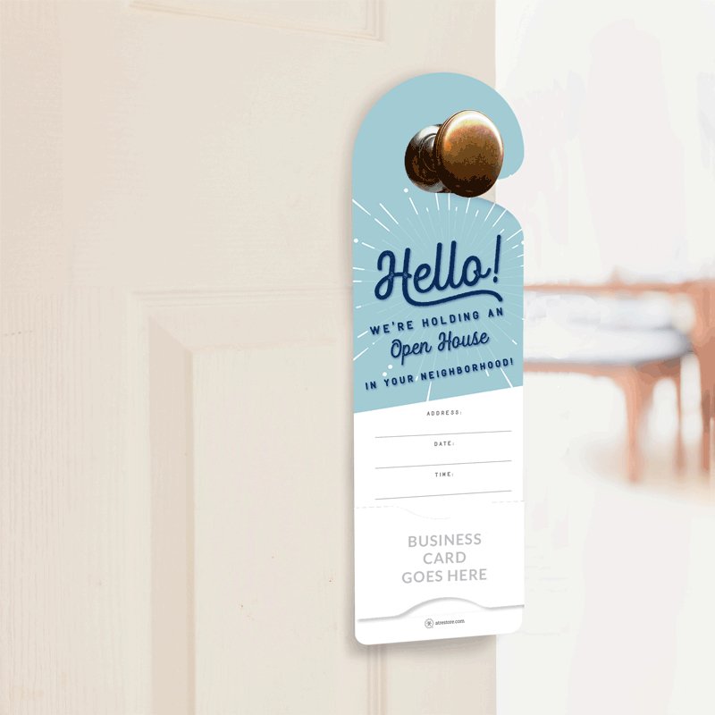 Door Hanger - Open House - Blue - All Things Real Estate