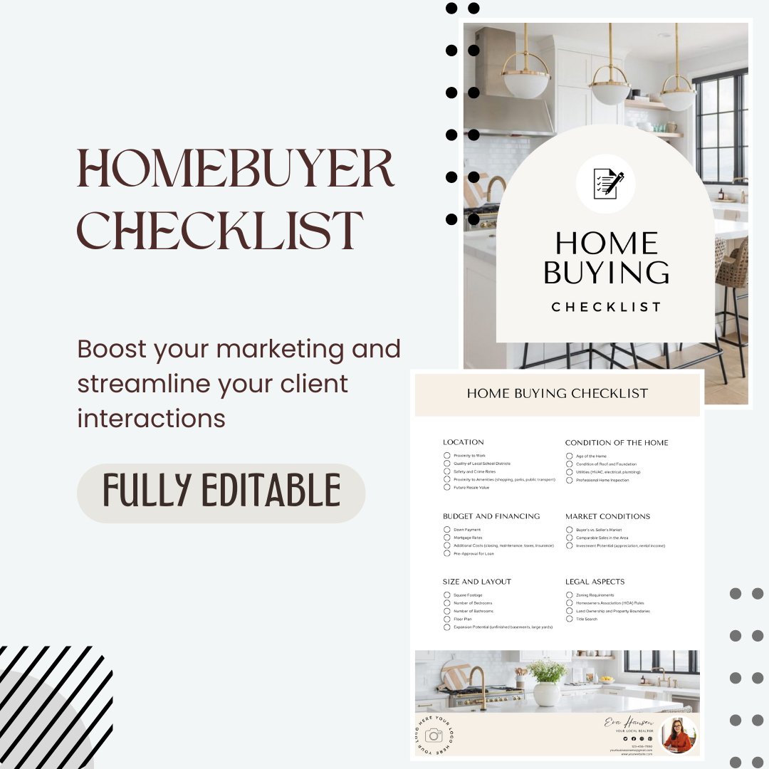 Homebuyer Checklist - Canva Editable Template - All Things Real Estate