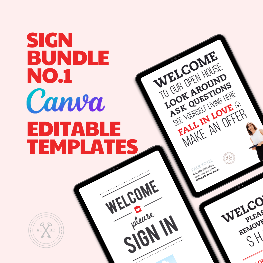 Open House Signs Bundle No.1 - Canva Editable Templates - All Things Real Estate