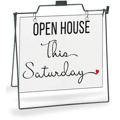 Open House This Saturday - Cursive Heart - Yard Sign - All Things Real Estate