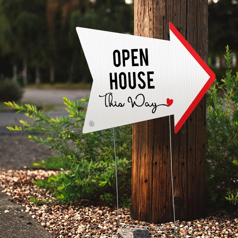 Open House This Way (Cursive) Arrow - All Things Real Estate