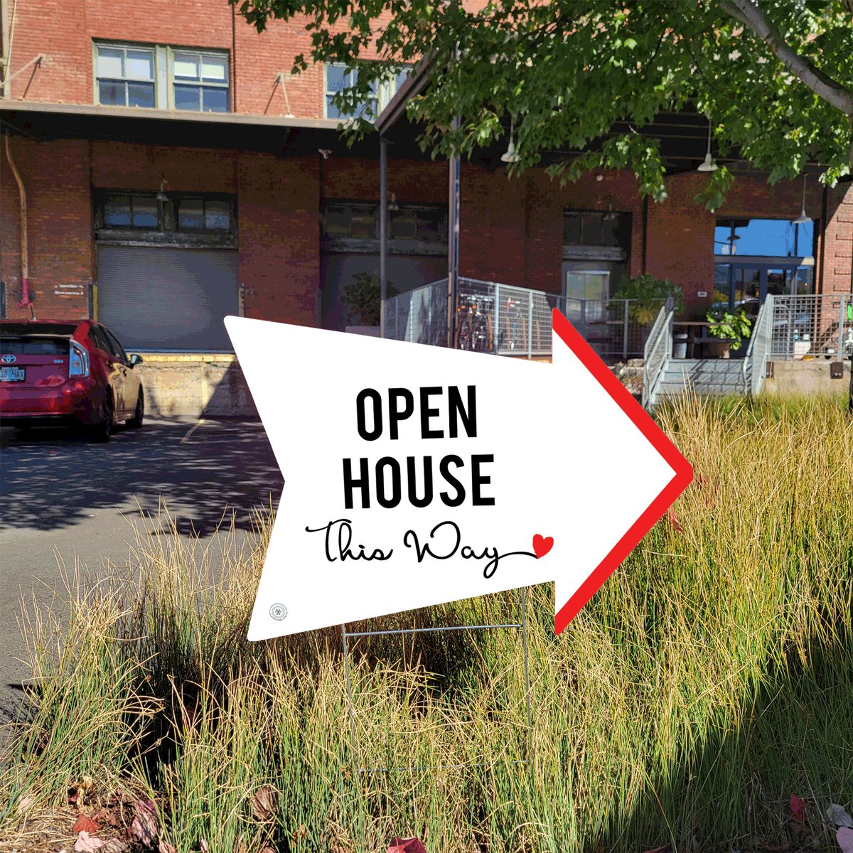 Open House This Way (Cursive) Arrow - All Things Real Estate