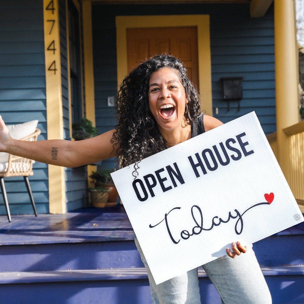 Open House Today - Cursive Heart - Yard Sign - All Things Real Estate