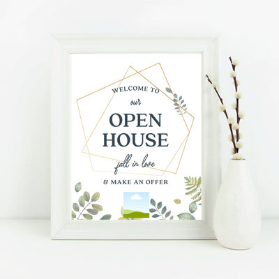 Open House Welcome Sign Botanical - Canva Editable Template - All Things Real Estate