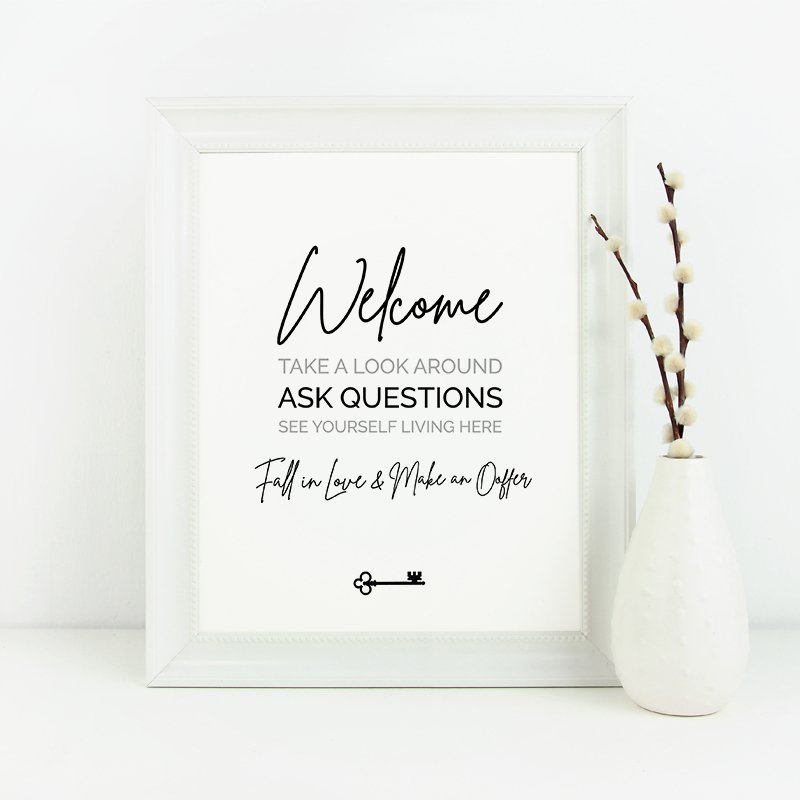 Open House Welcome Sign No.11 - Downloadable - All Things Real Estate