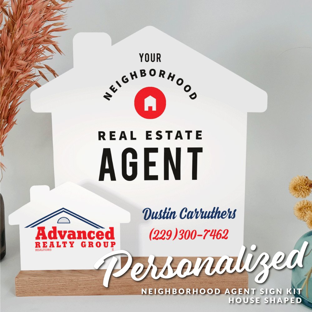 Personalized Neighborhood Agent Sign Kit - House-Shaped - All Things Real Estate