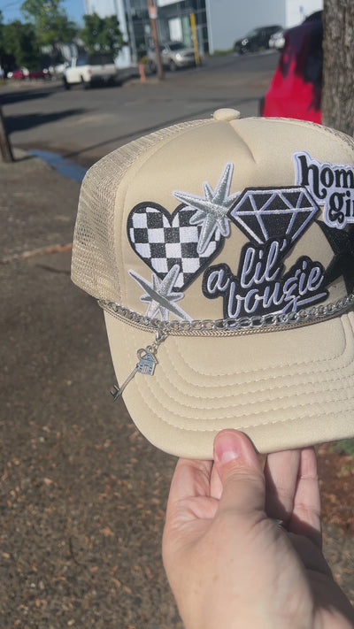 Patch Foam Trucker Hat  - Home Girl - A Lil' Bougie - Stars - Chain with key & house charms