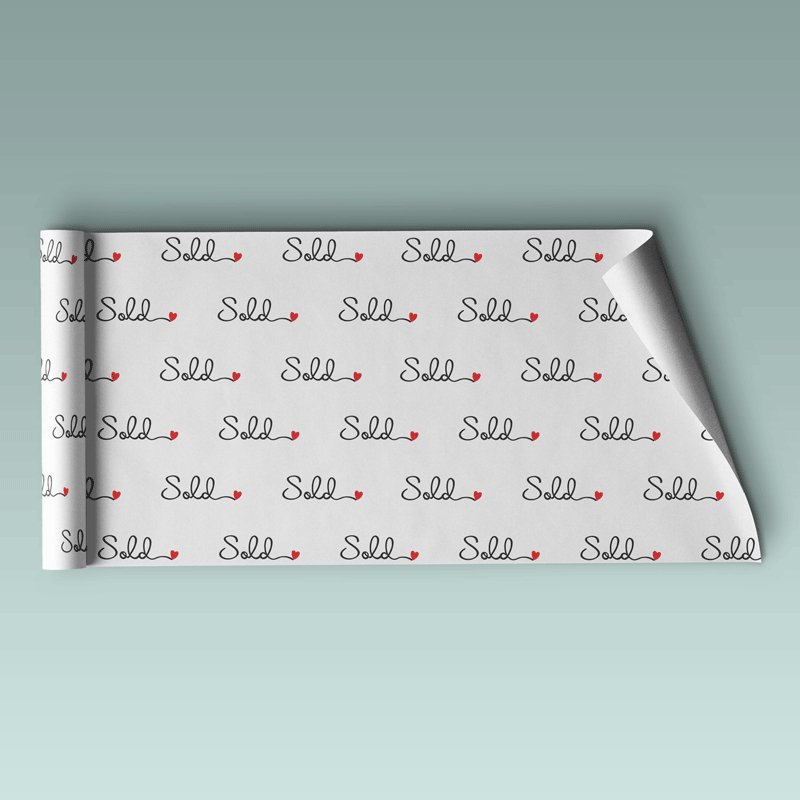 Wrapping Paper - Sold cursive with a heart - All Things Real Estate
