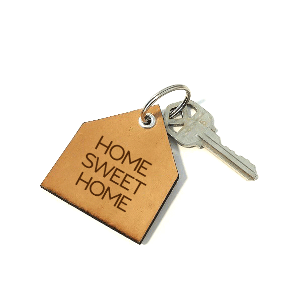Leather Key Tag - "Home Sweet Home" No. 3