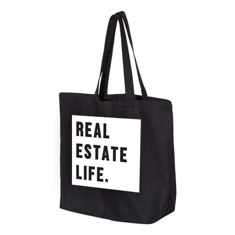 Canvas Tote - Real Estate Life - Black from All Things Real Estate Store