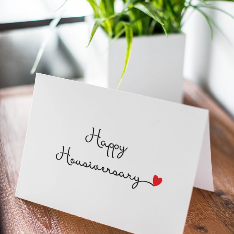 Celebration Cards - Happy Housiversary - Cursive with a heart from All Things Real Estate Store