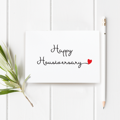 Celebration Cards - Happy Housiversary - Cursive with a heart from All Things Real Estate Store