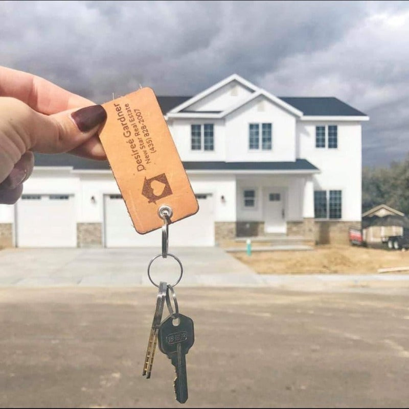 Custom Leather Key Tags - Single Sided from All Things Real Estate Store