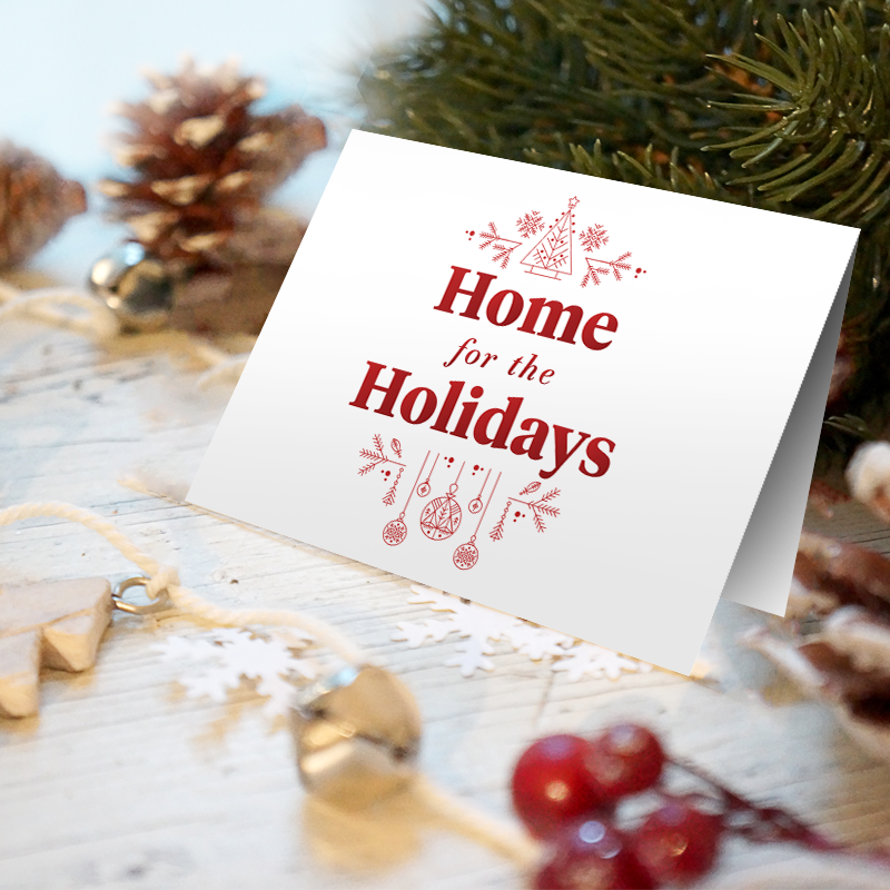 Holiday Celebration Cards - Home for the Holidays White & Red from All Things Real Estate Store