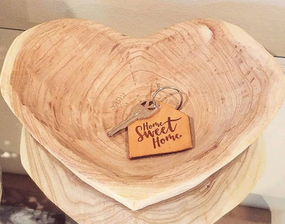 Leather Key Tag - "Home Sweet Home" Script No. 1 from All Things Real Estate Store