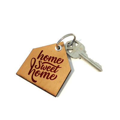 Leather Key Tag - "Home Sweet Home" Script No. 2 from All Things Real Estate Store